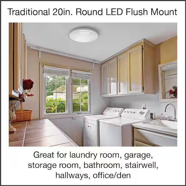 Commercial Electric 20” White Round LED Flush Mount Ceiling Light