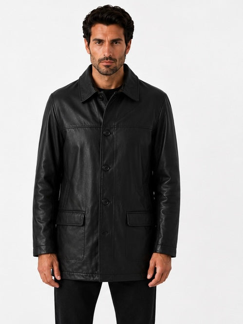 Men’s Classic Black Leather Coat