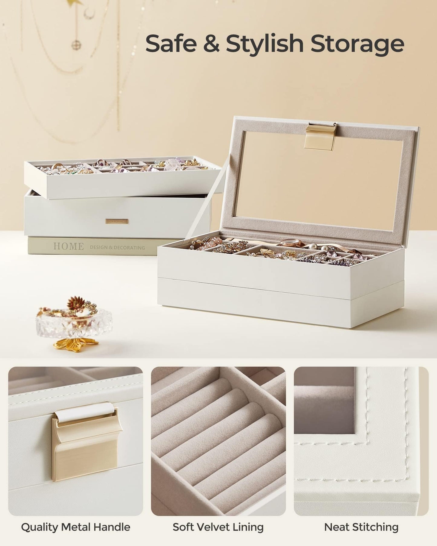 SONGMICS 4-Layer Stackable Jewelry Organizer Box