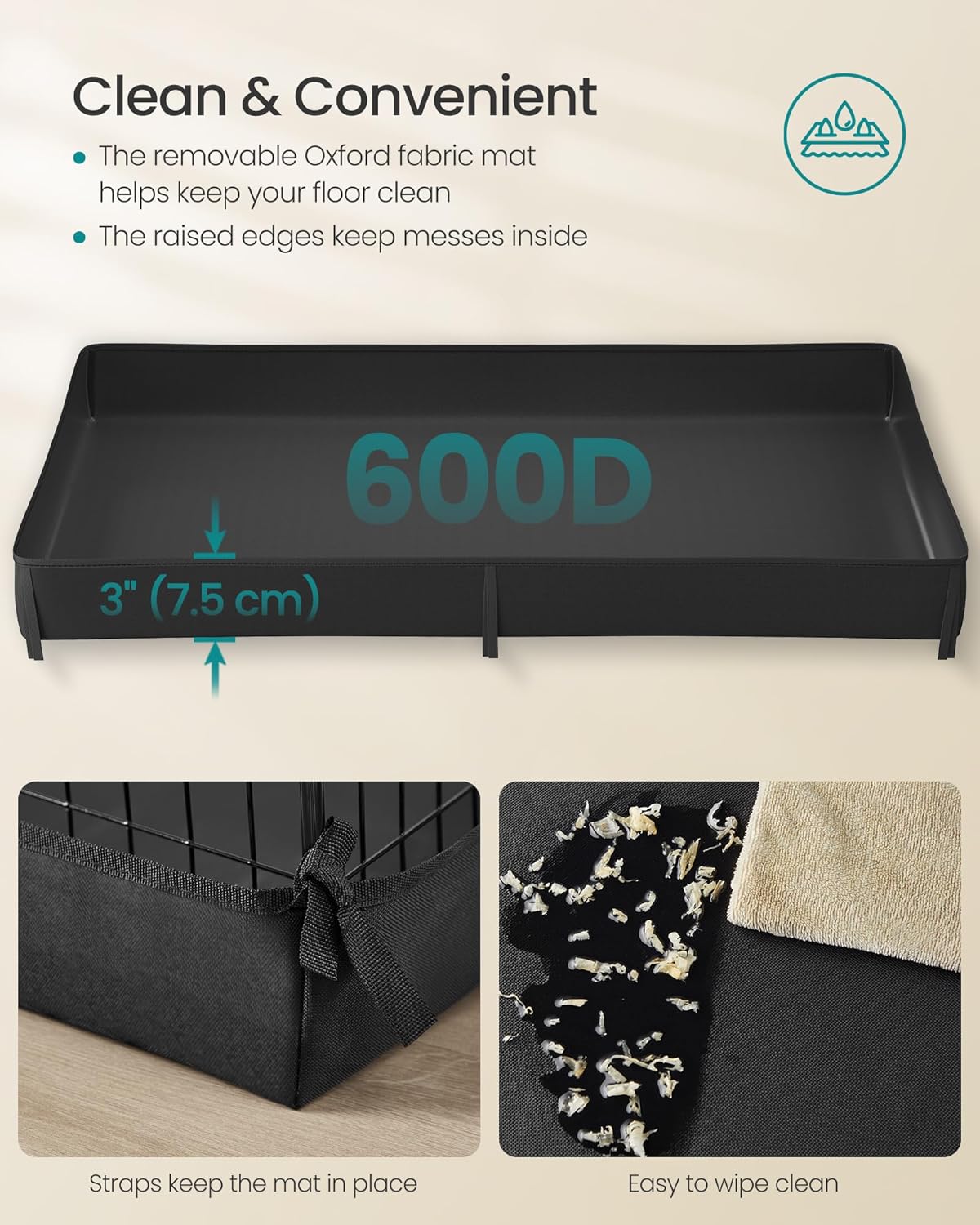 SONGMICS Small Animal Playpen with Floor Mat