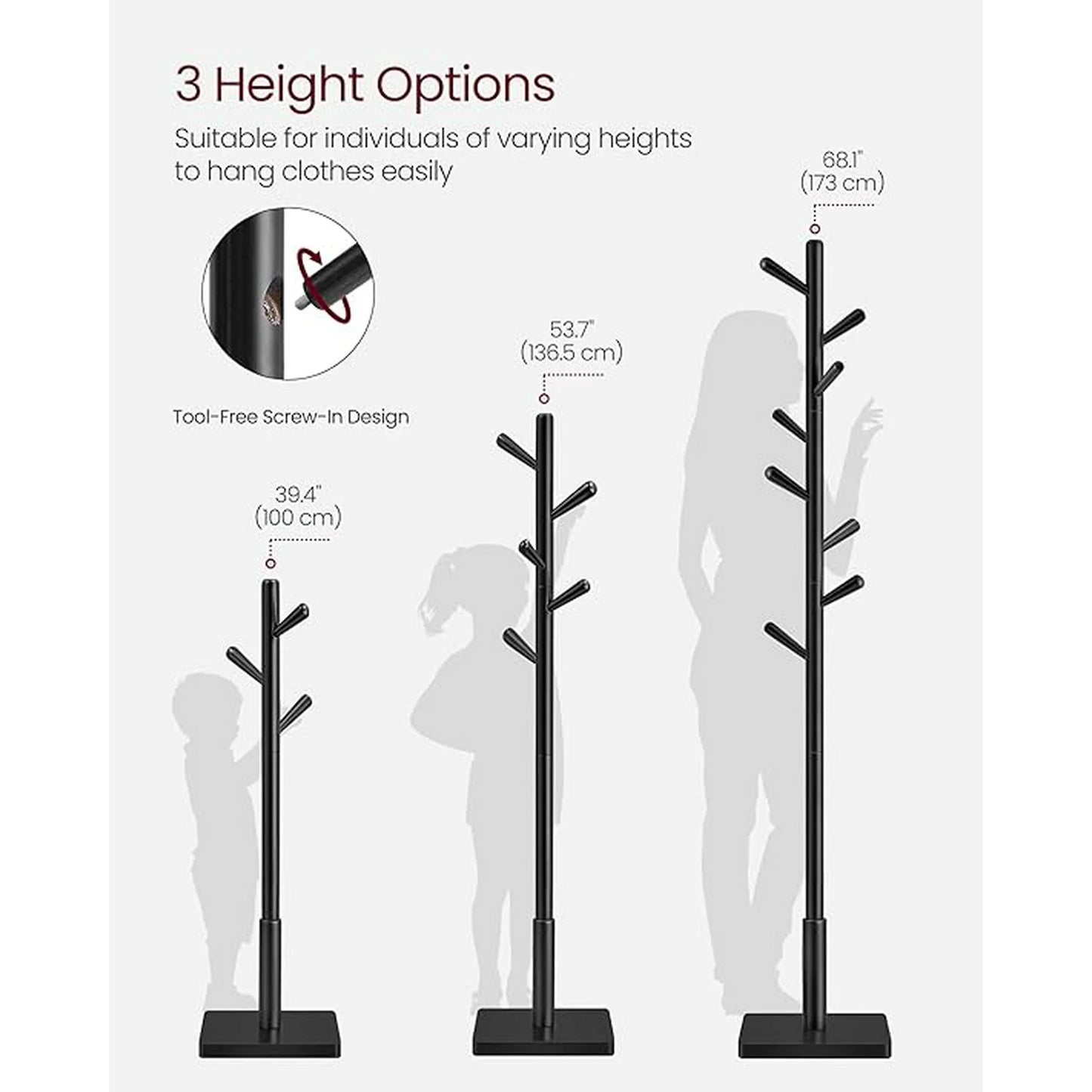 SONGMICS Solid Wood Coat Rack
