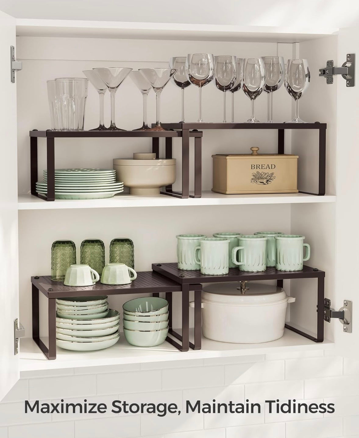 2-Piece Metal Cabinet Organizer Shelf Set