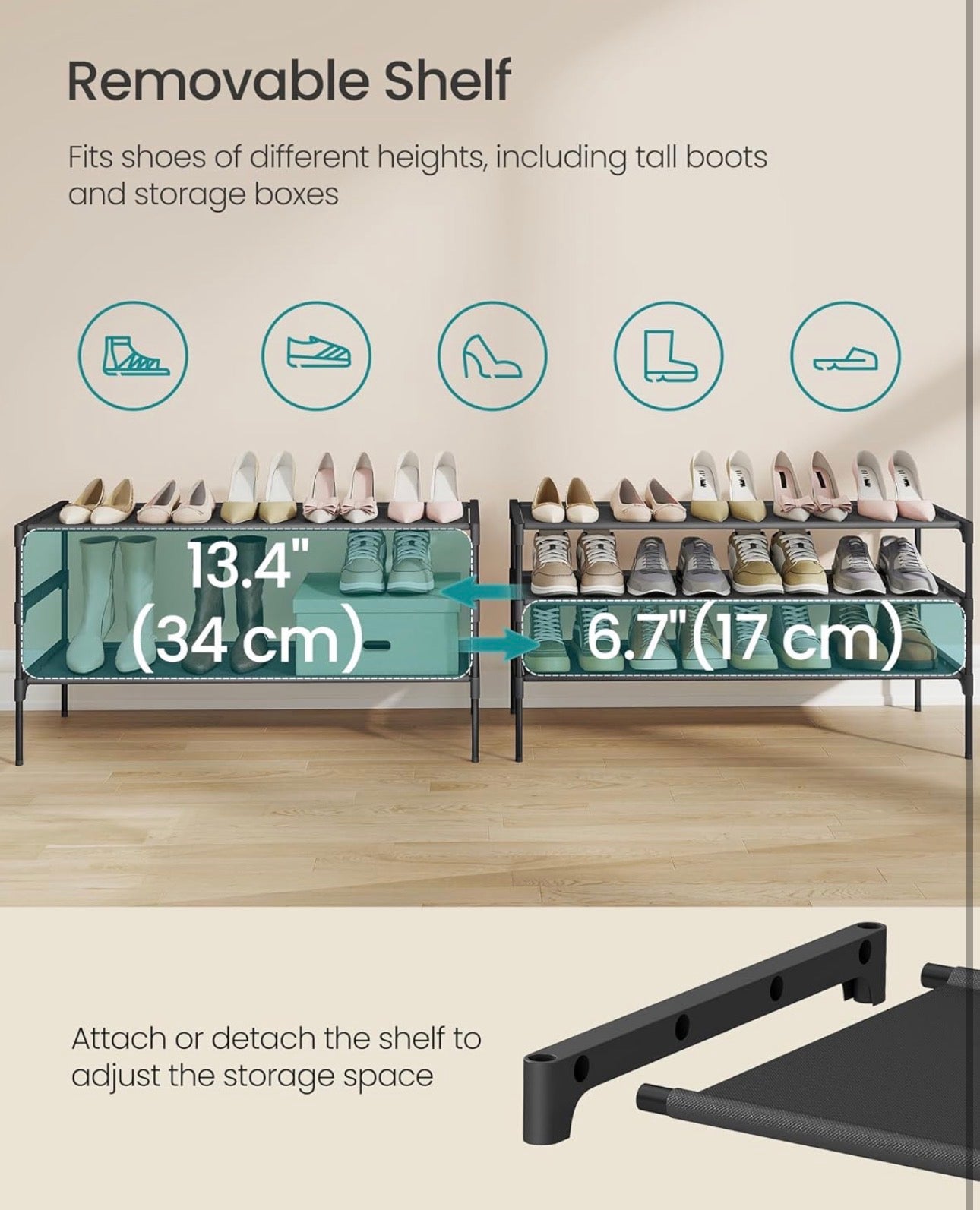 SONGMICS 3-Tier Shoe Rack Organizer