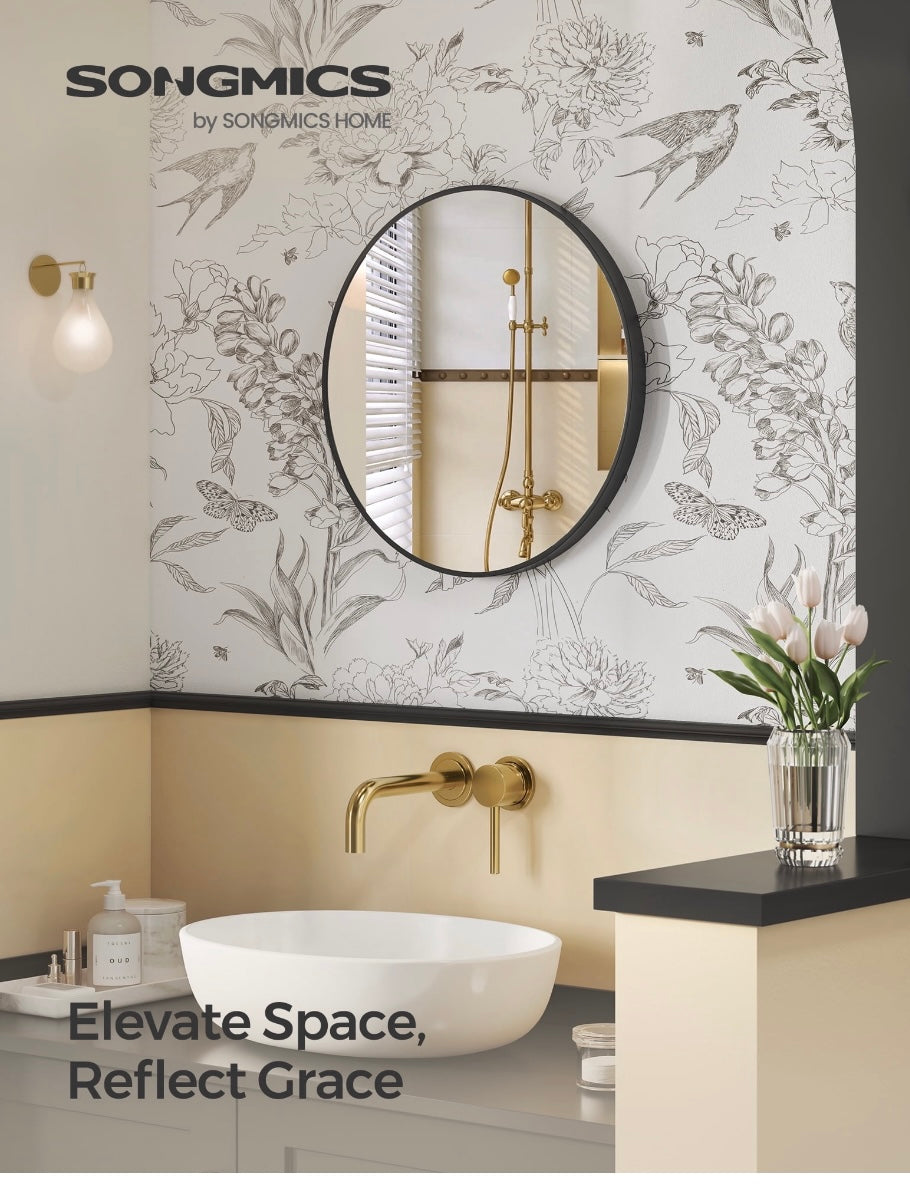 24” Round Wall Mirror – Ink Black | Premium Aluminum Frame