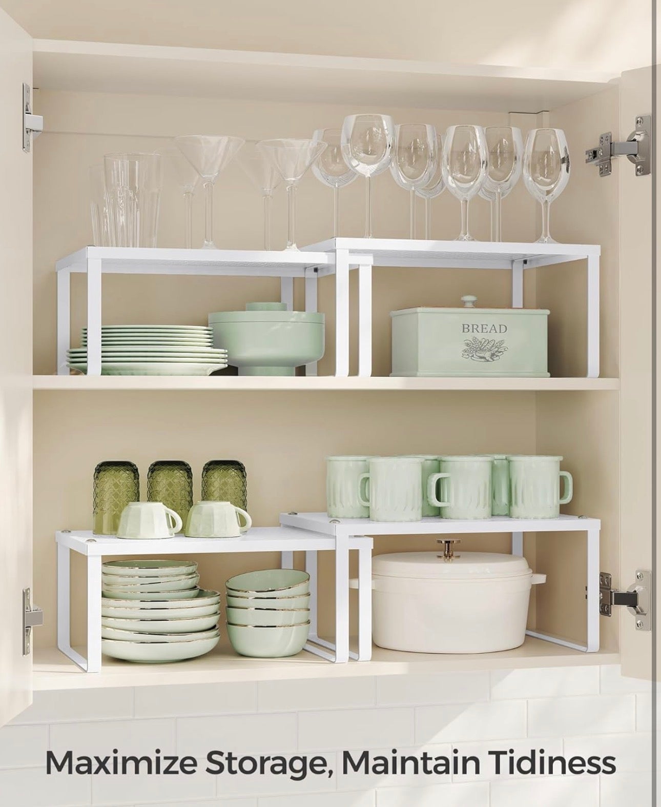 SONGMICS Set of 2 Expandable Metal Cabinet Shelves