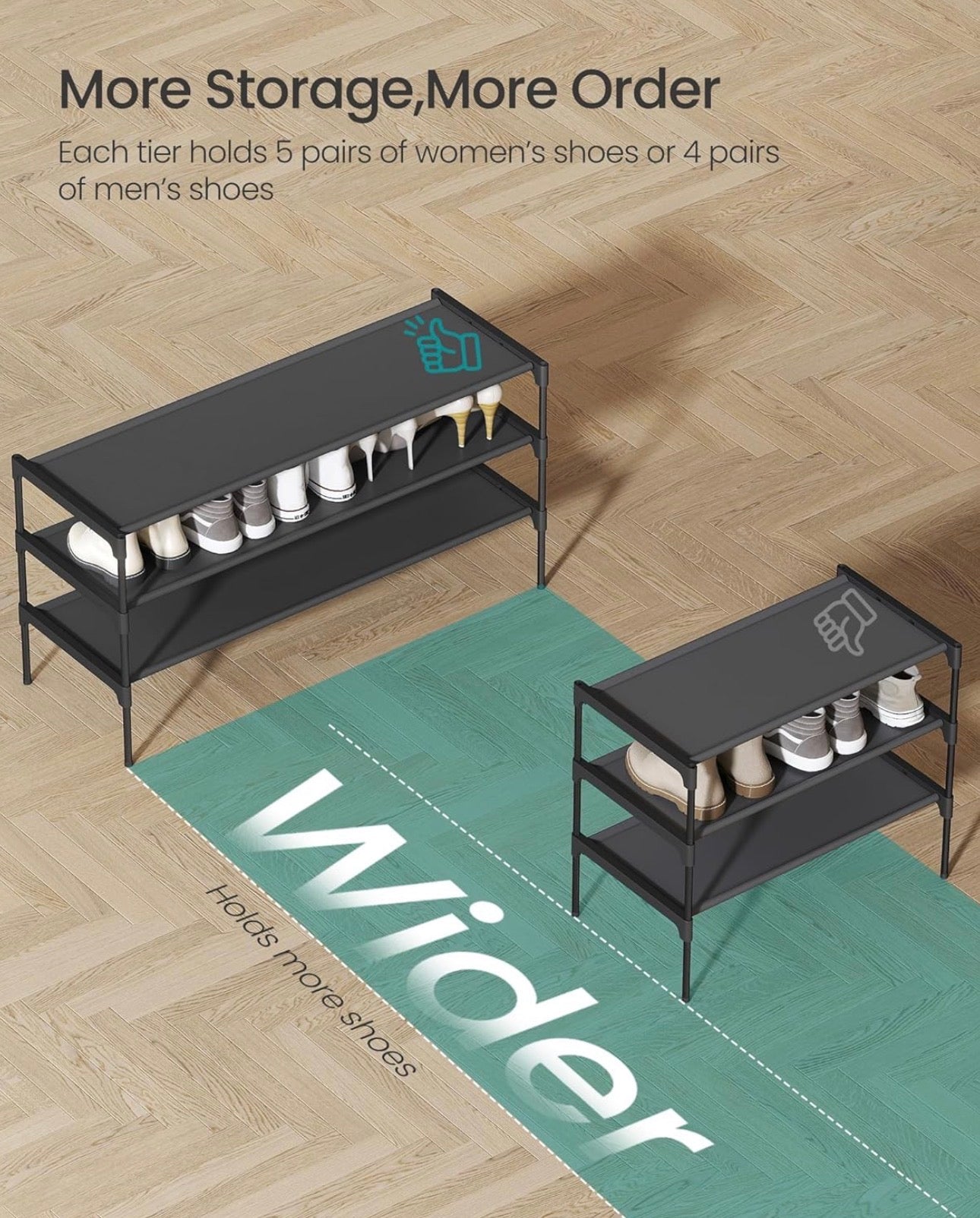 SONGMICS 3-Tier Shoe Rack Organizer