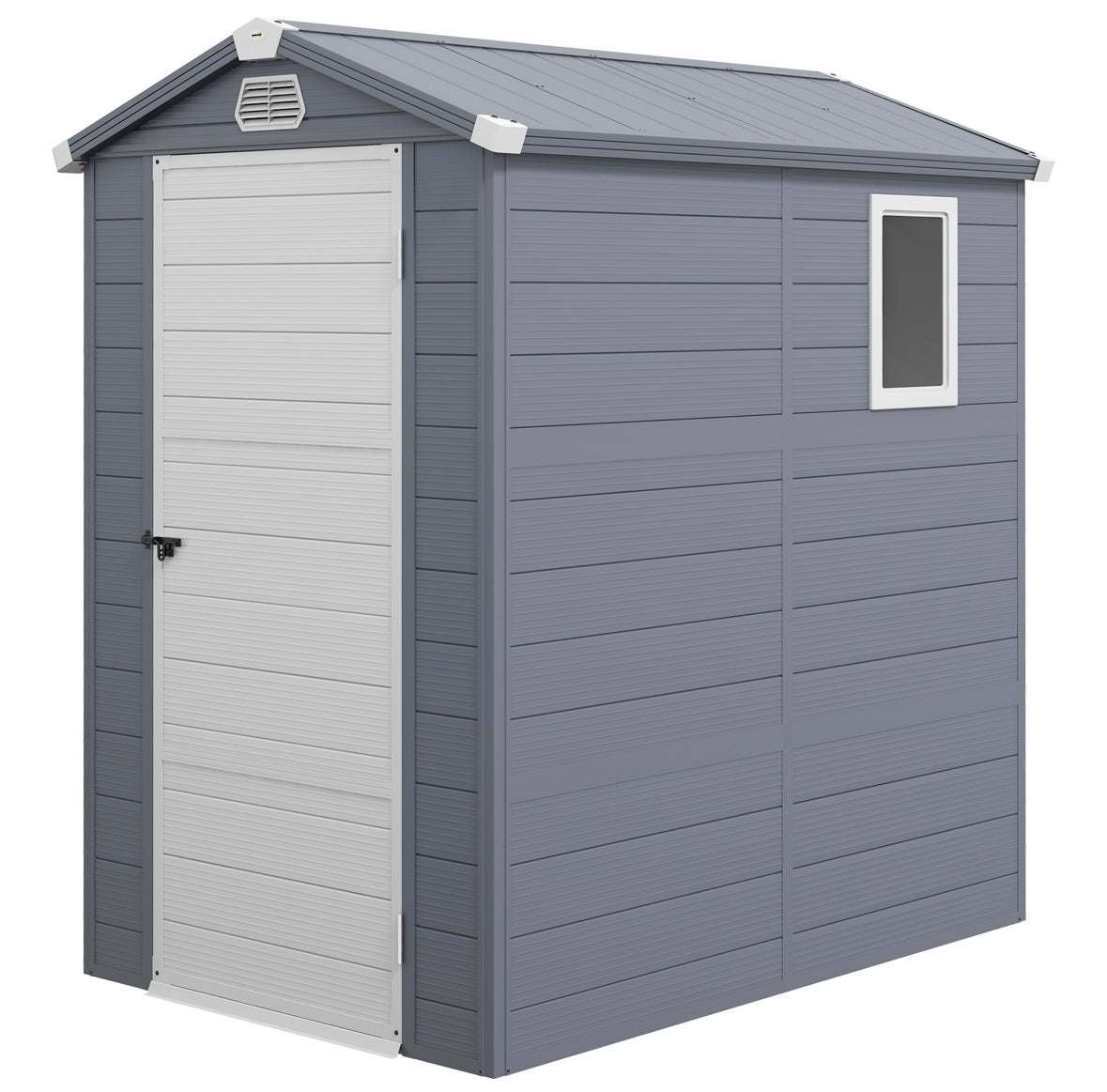 Waterproof Recycled Plastic Outdoor Storage Shed – Reinforced Garden Tool Shed with Door, Window & Vents