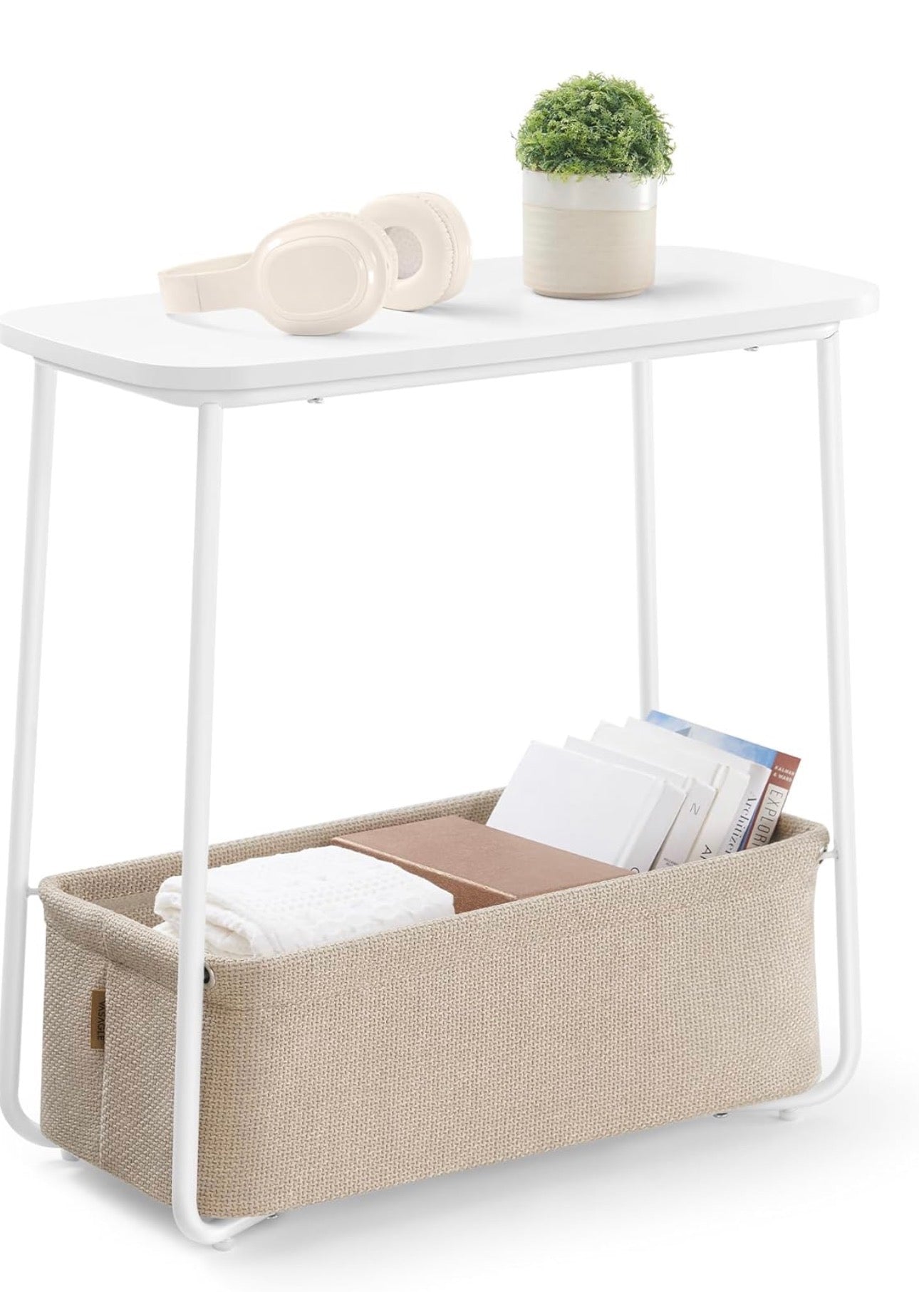 VASAGLE LILEA Side Table with Fabric Storage