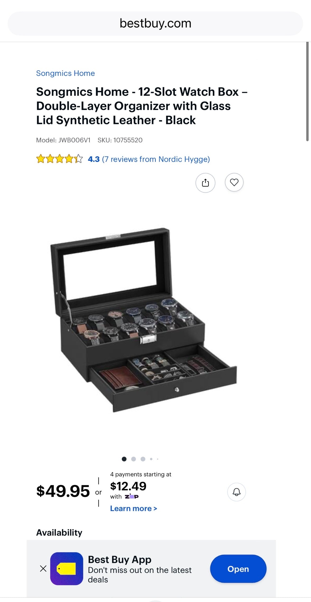 12-Slot Watch Box Organizer