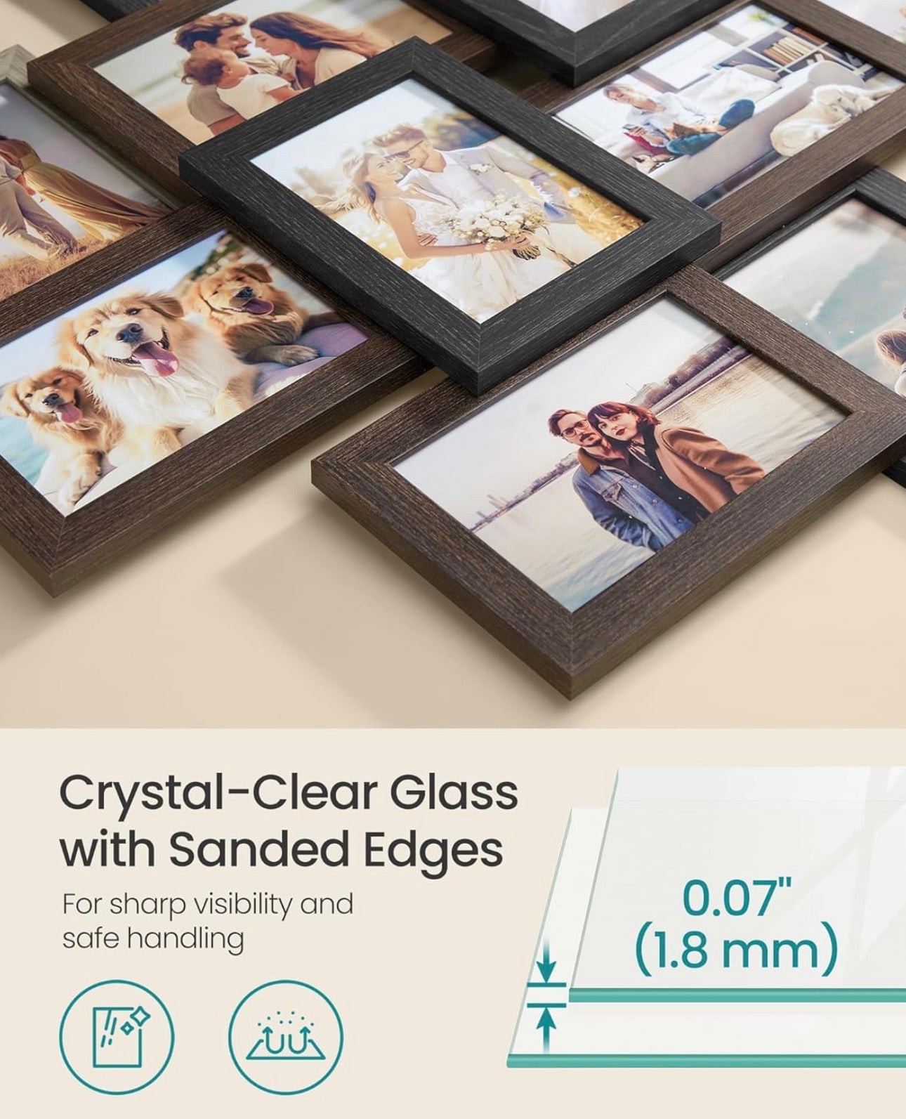 SONGMICS 12-Piece Mixed-Tone Photo Frame Set (4 × 6 in)