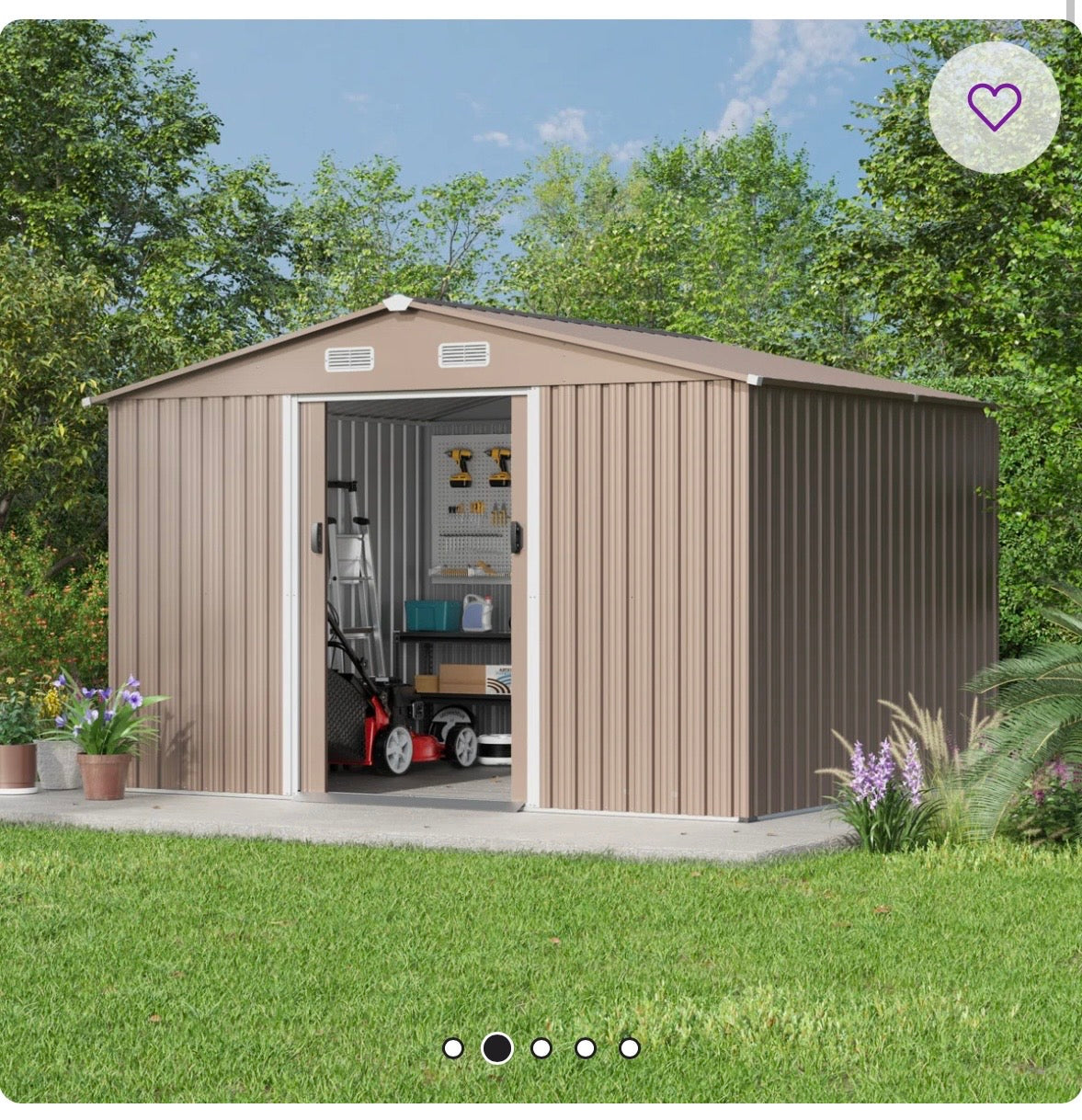 Galvanized Steel Outdoor Storage Shed – Brown