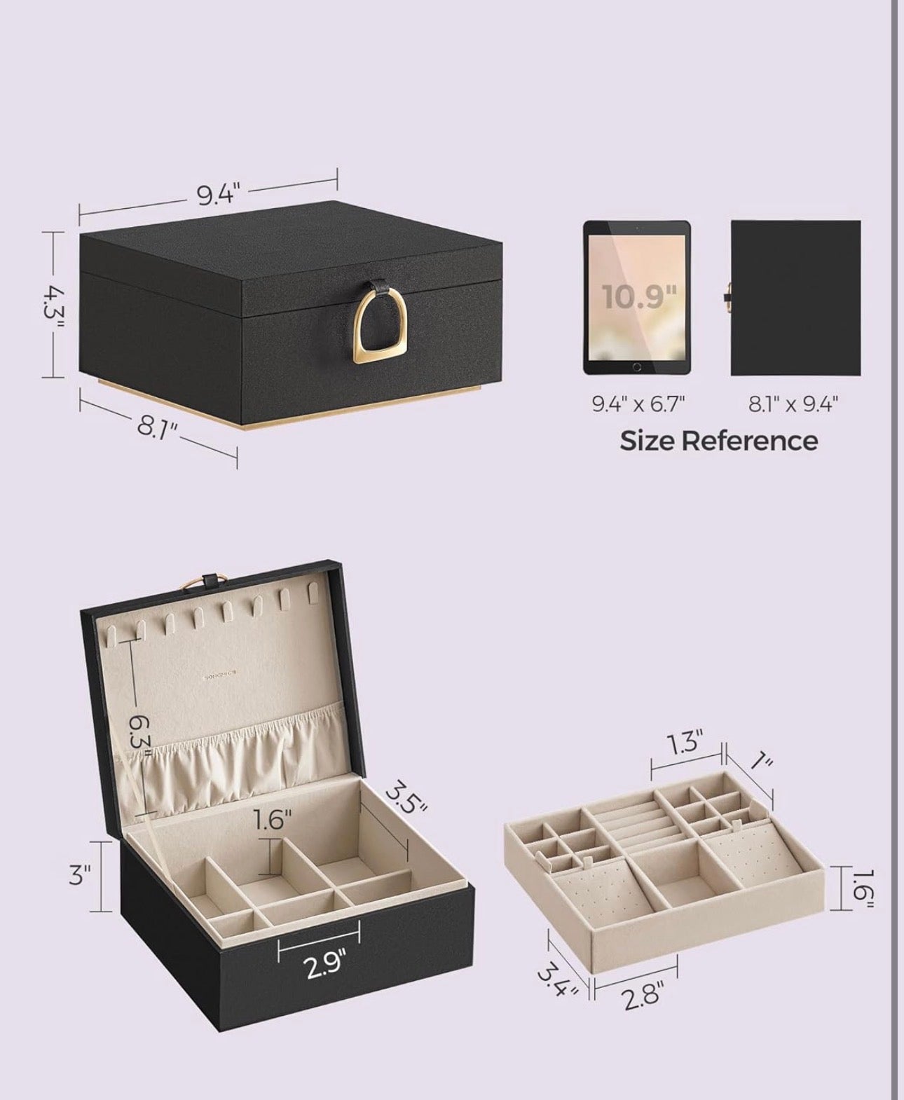 SONGMICS Elegant Forest Green Jewelry Box