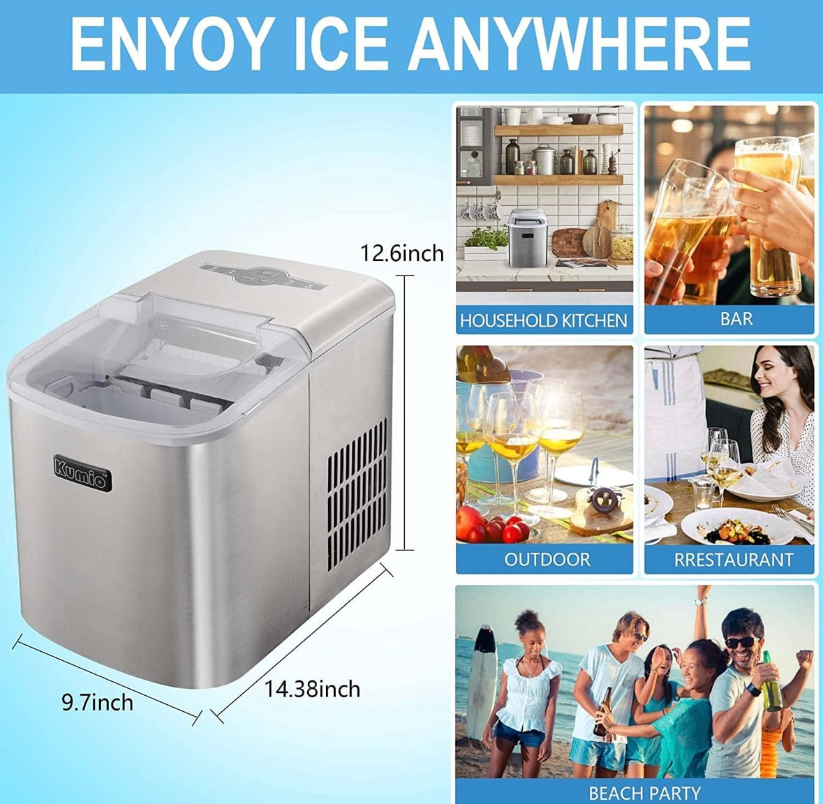 KUMIO ICM-1508 Portable Countertop Ice Maker – 40 % Off Amazon Price!