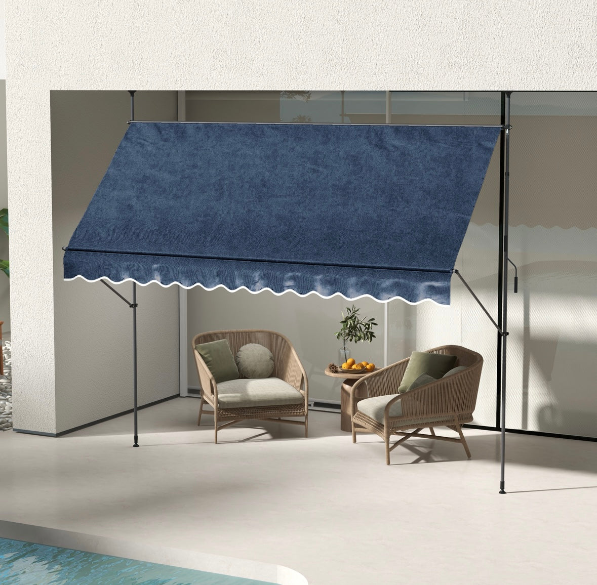 Outsunny Freestanding Retractable Awning – Adjustable Height | 0–90° Tilt | UV30+ Sun Protection | Steel & Aluminum Frame