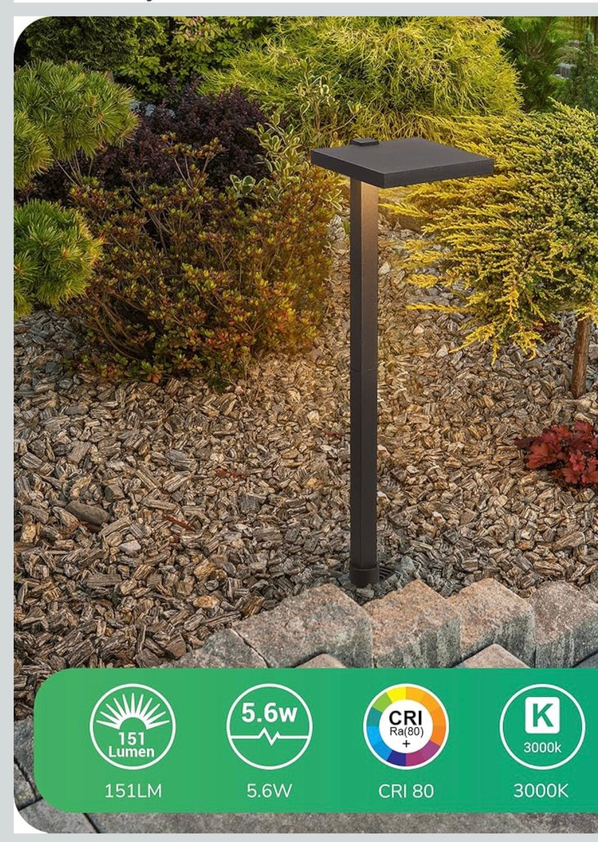 EDISHINE Low Voltage LED Landscape Pathway Light – Black