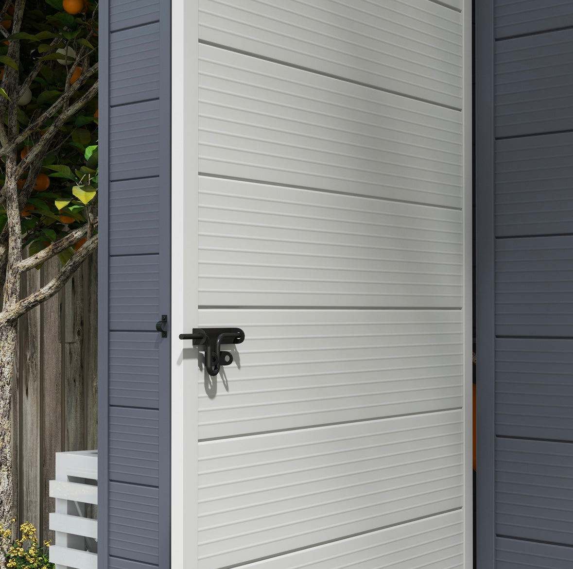 Waterproof Recycled Plastic Outdoor Storage Shed – Reinforced Garden Tool Shed with Door, Window & Vents