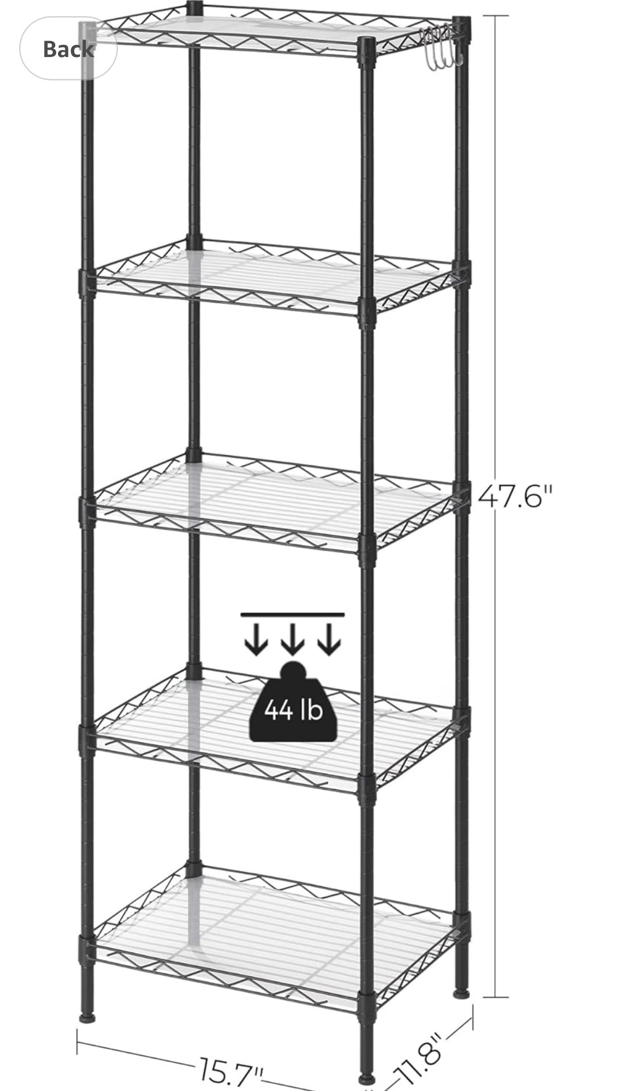 SONGMICS 5-Tier Adjustable Steel Storage Shelf