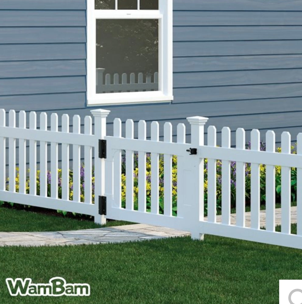 Newport No-Dig Vinyl Picket Gate — 42” Weather-Resistant White Fence Gate