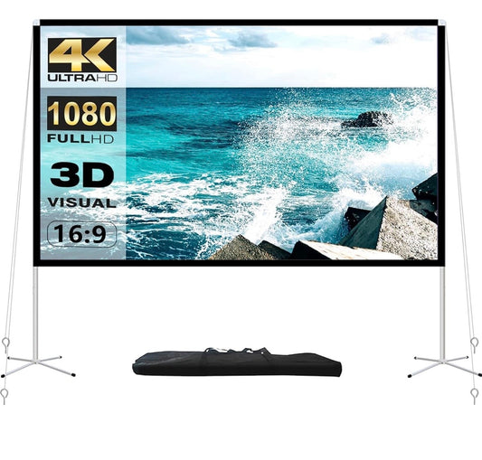 100” Portable Projector Screen with Stand – Indoor & Outdoor Movie Screen