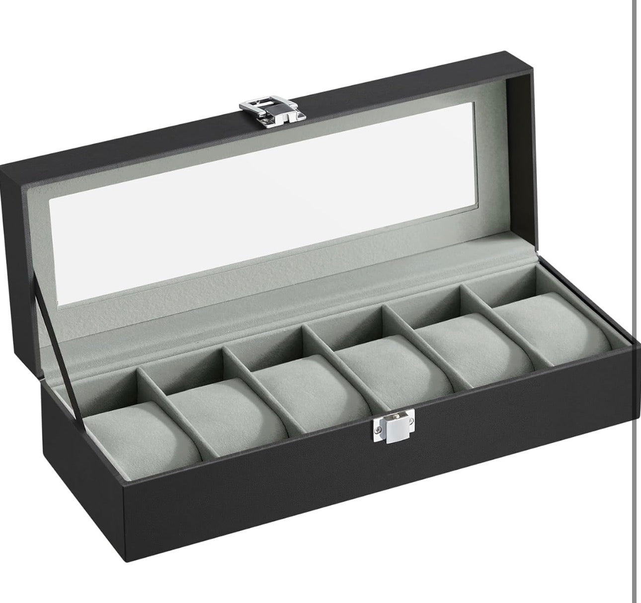 SONGMICS 6-Slot Watch Box with Glass Lid
