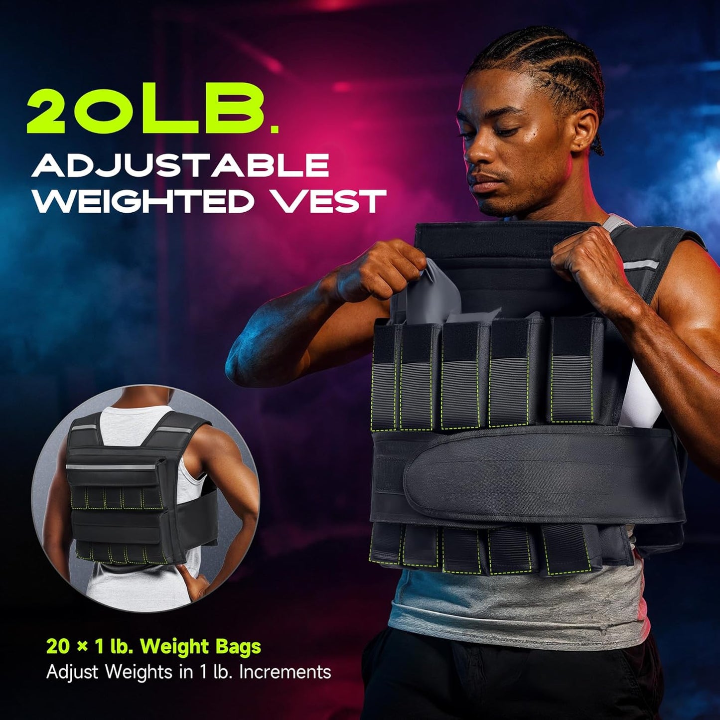 Liveet Adjustable Weighted Vest – 20 lb