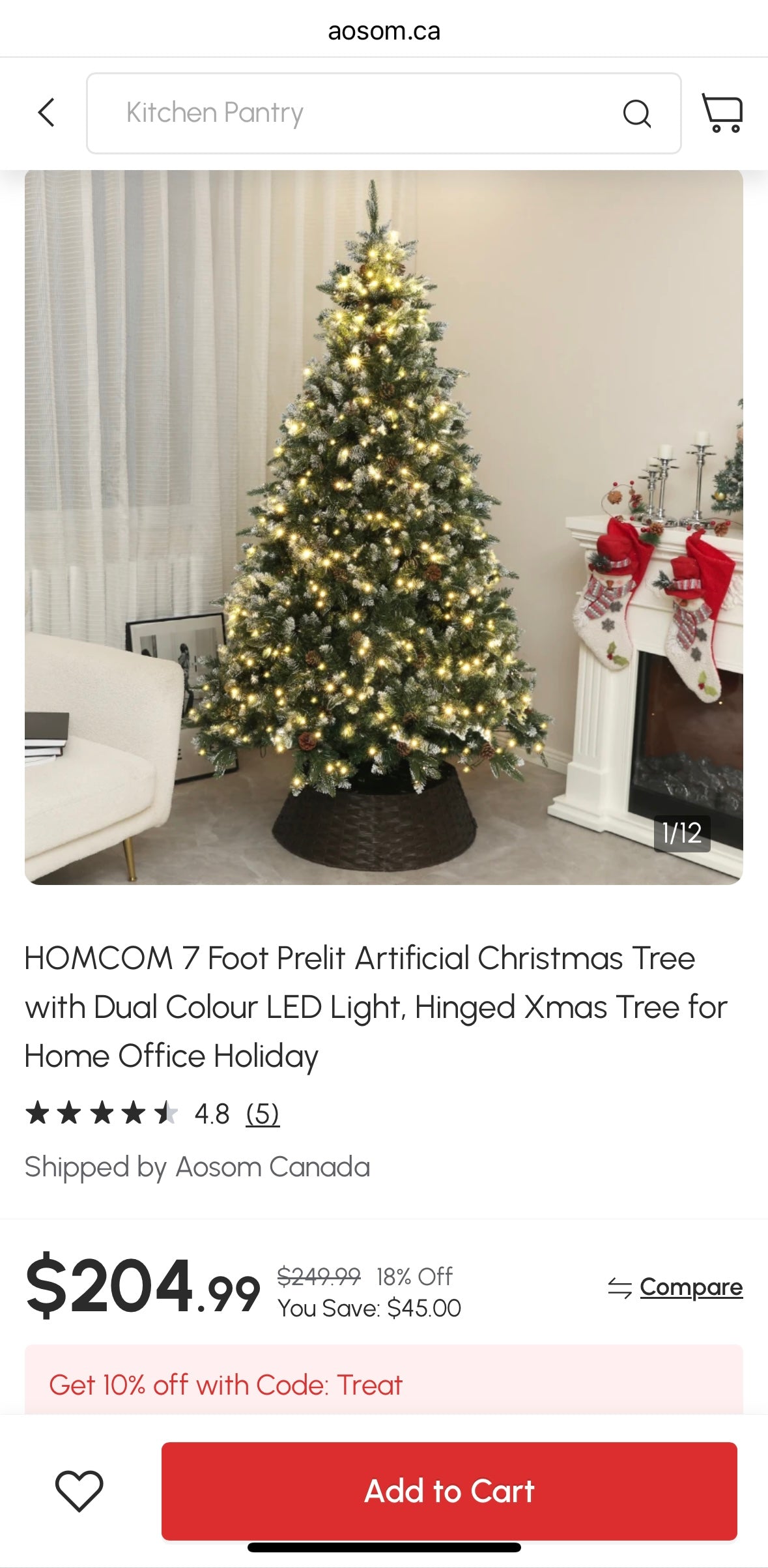 7-ft Pre-Lit LED Artificial Christmas Tree – 11 Lighting Modes | Warm & Color Options | Flame-Retardant Branches | Steel Stand