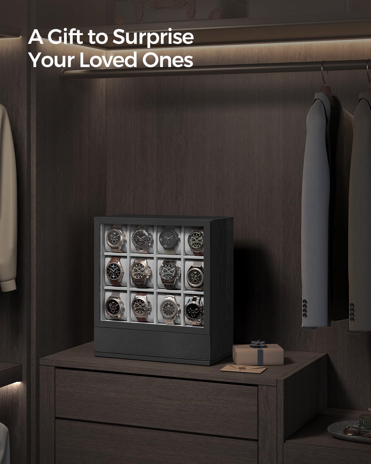 SONGMICS Vertical Watch Box with Drawers