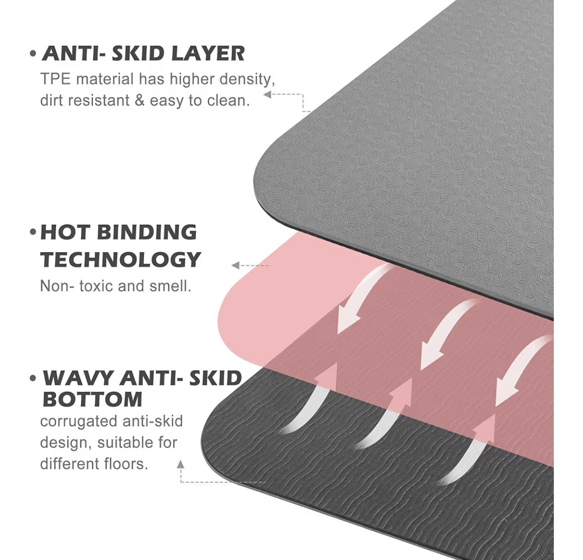 UMINEUX Eco-Friendly TPE Yoga Mat — Double-Sided Non-Slip Fitness Mat with Carry Bag (Open Box – Brand New)