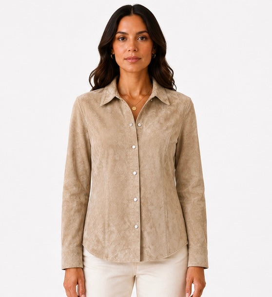 Women’s Genuine Suede Leather Shirt Jacket