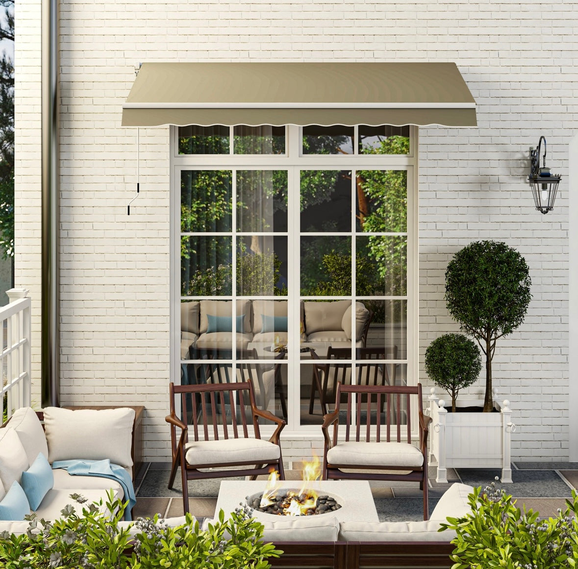 Outsunny Manual Retractable Patio Awning – Adjustable Sunshade | Aluminum Frame | UV & Heat Protection