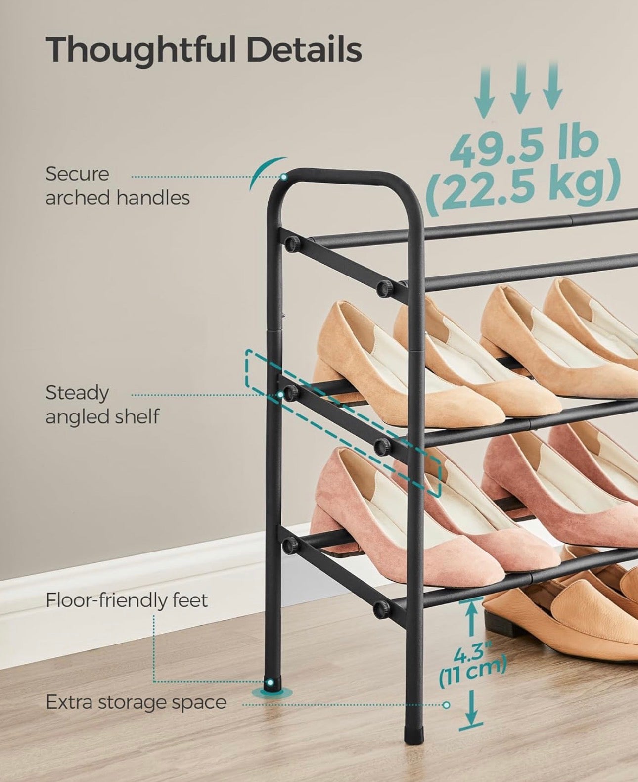 Expandable 3-Tier Shoe Rack