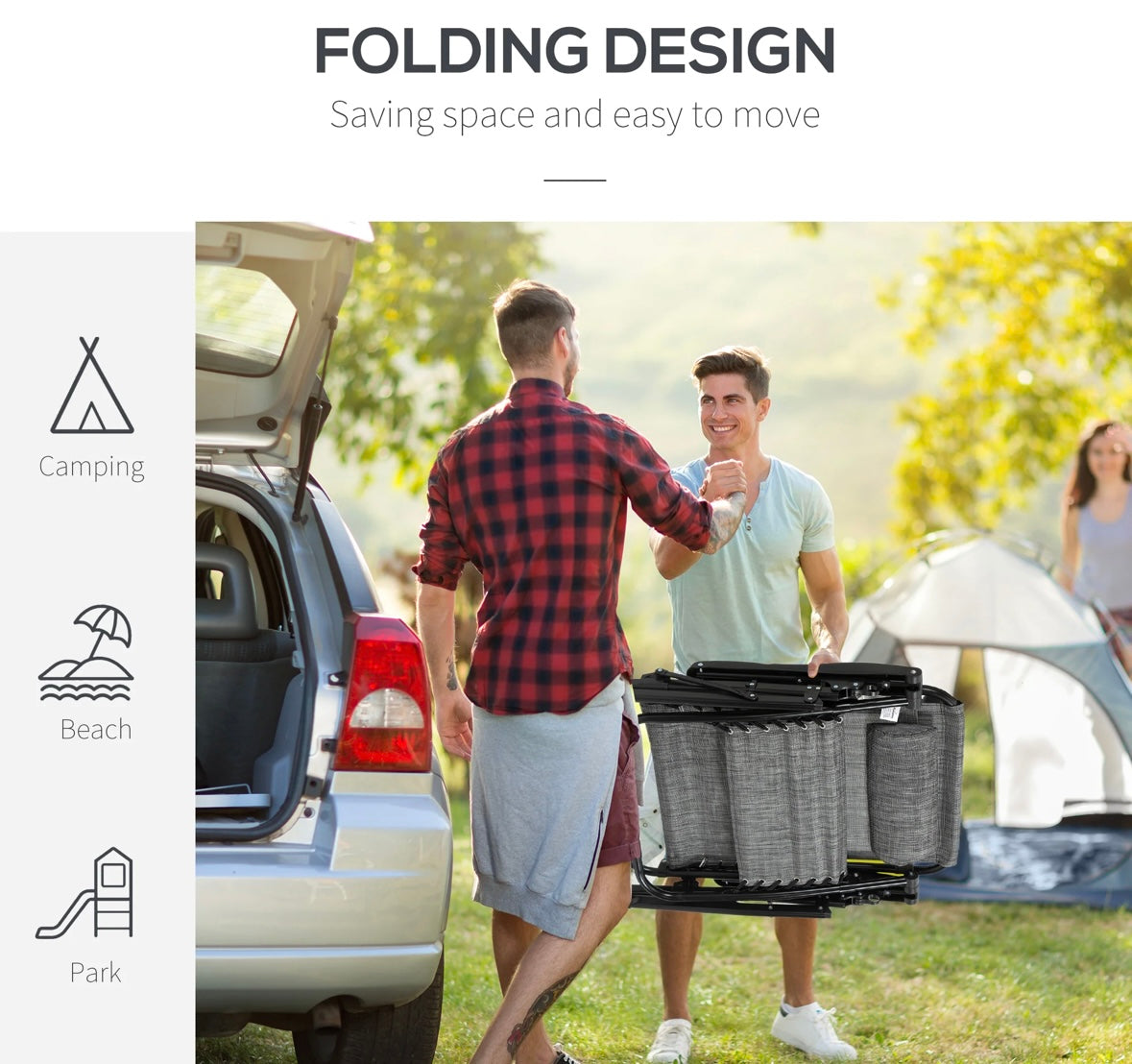 Outsunny Zero-Gravity Recliner Chair — Foldable Lounge with Cupholder Tray (White Frame + Grey Cushion)