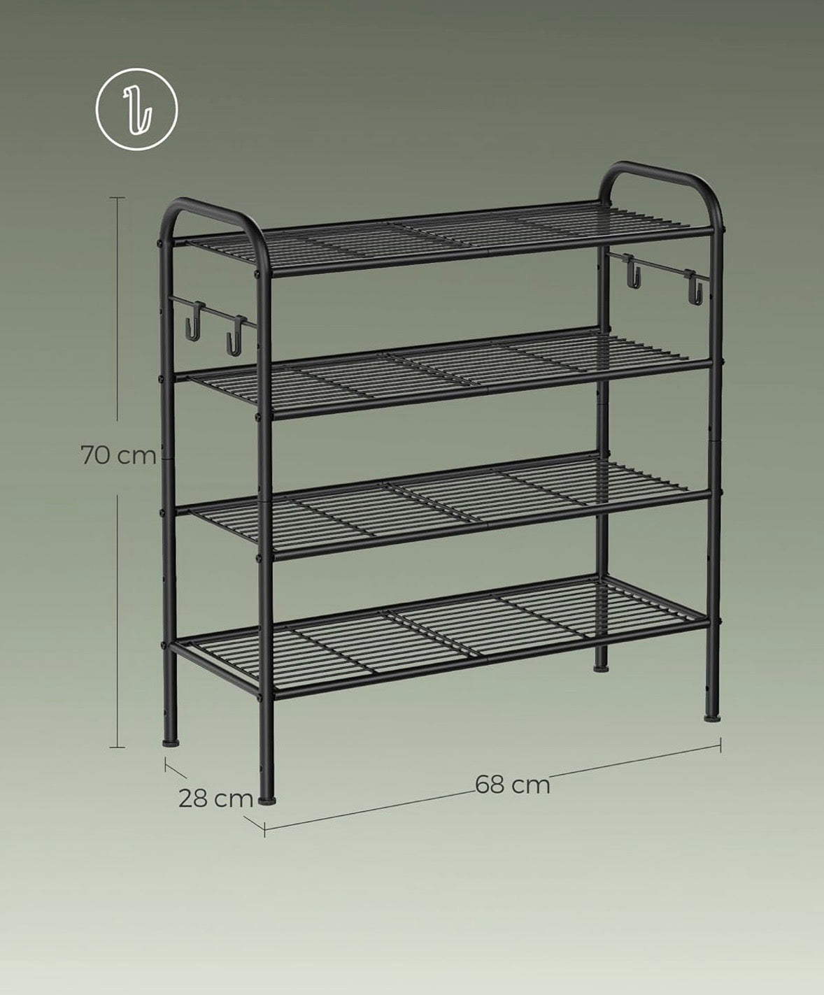 4-Tier Adjustable Metal Shoe Rack