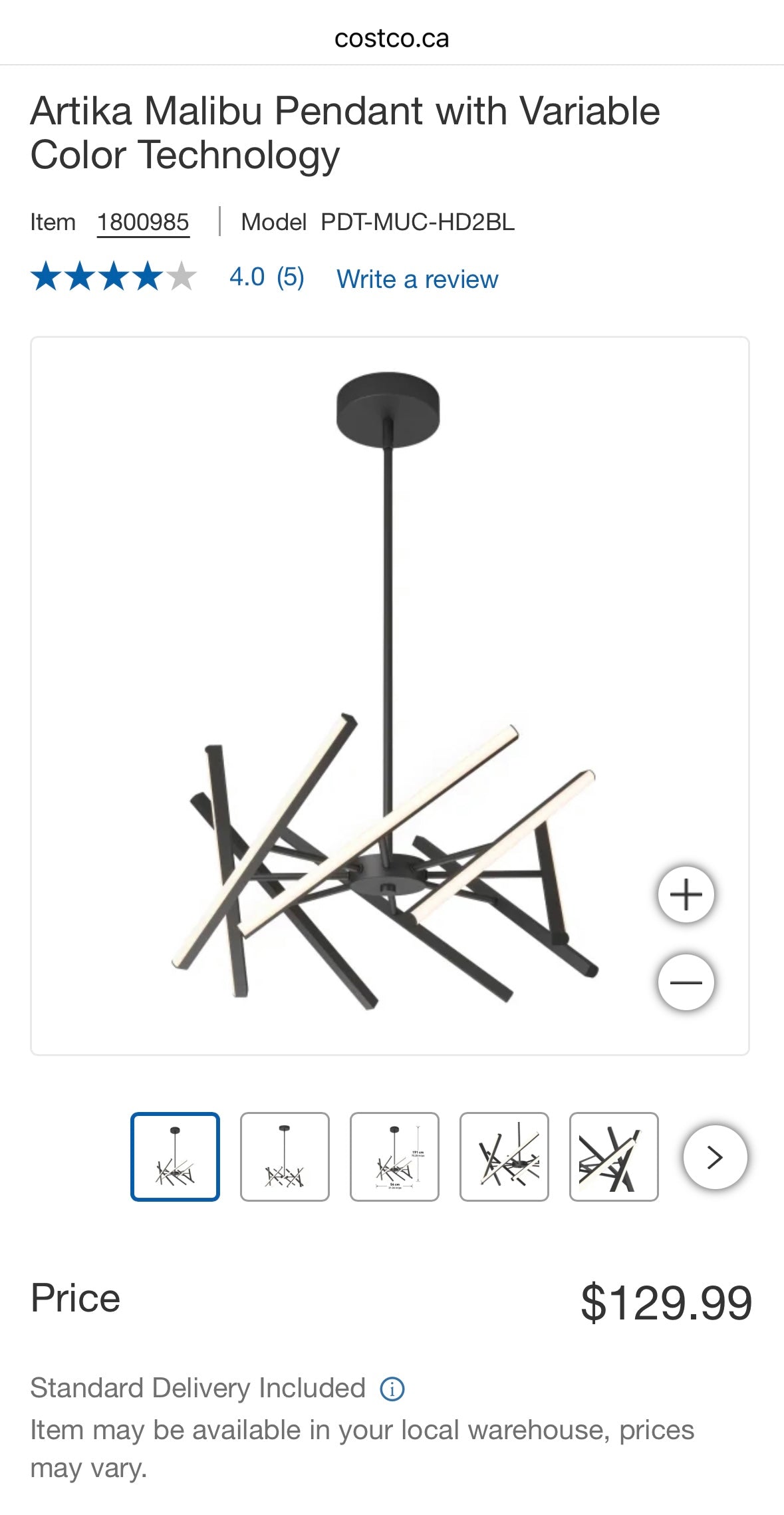 Artika Malibu LED Pendant Light – Modern Black Chandelier