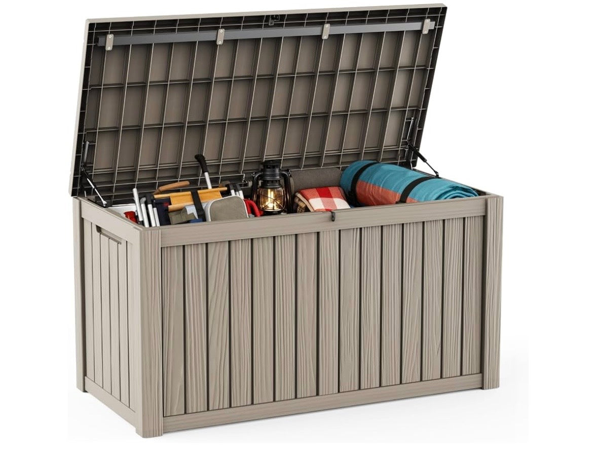 150-Gallon Outdoor Resin Deck Storage Box – Grey