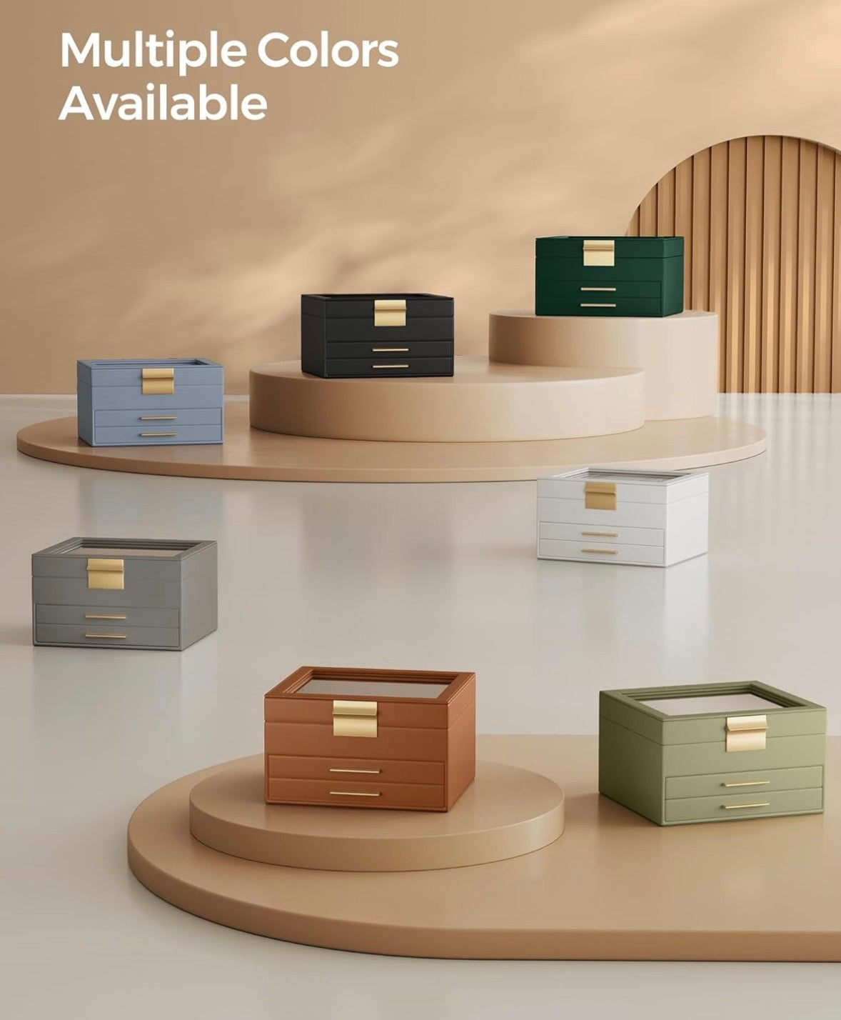 SONGMICS 3-Layer Jewelry Box with Glass Lid
