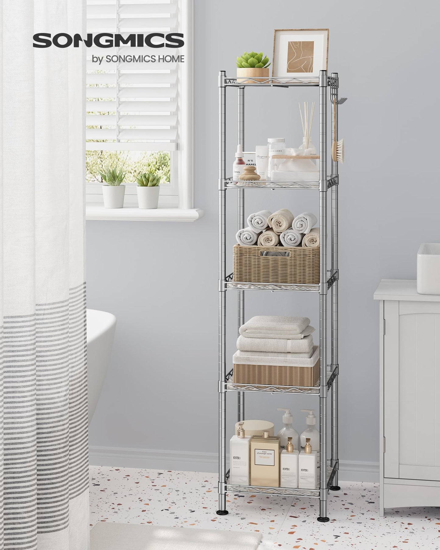 SONGMICS 5-Tier Slim Metal Storage Shelf