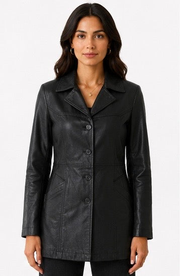 Women’s Leather Jacket with Belt Loops
