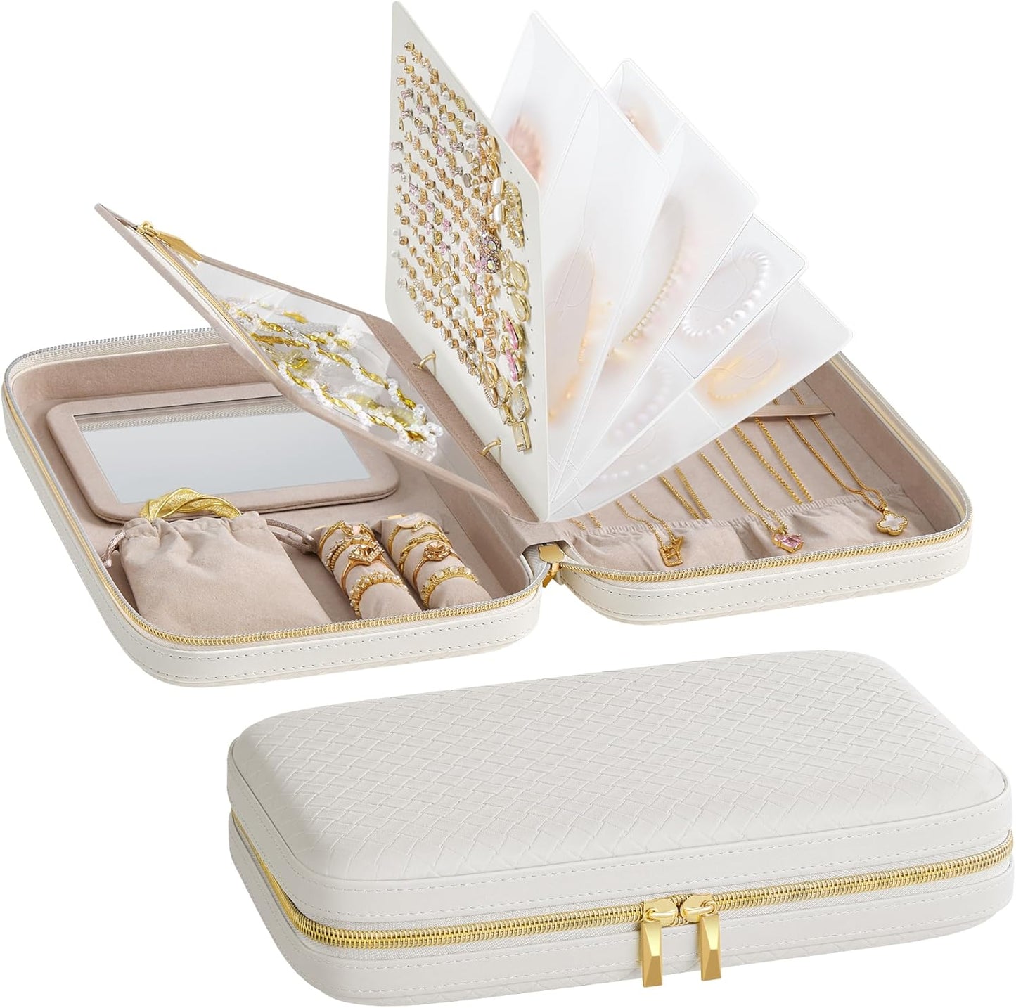 SONGMICS HOME Travel Jewelry Case – Cloud White