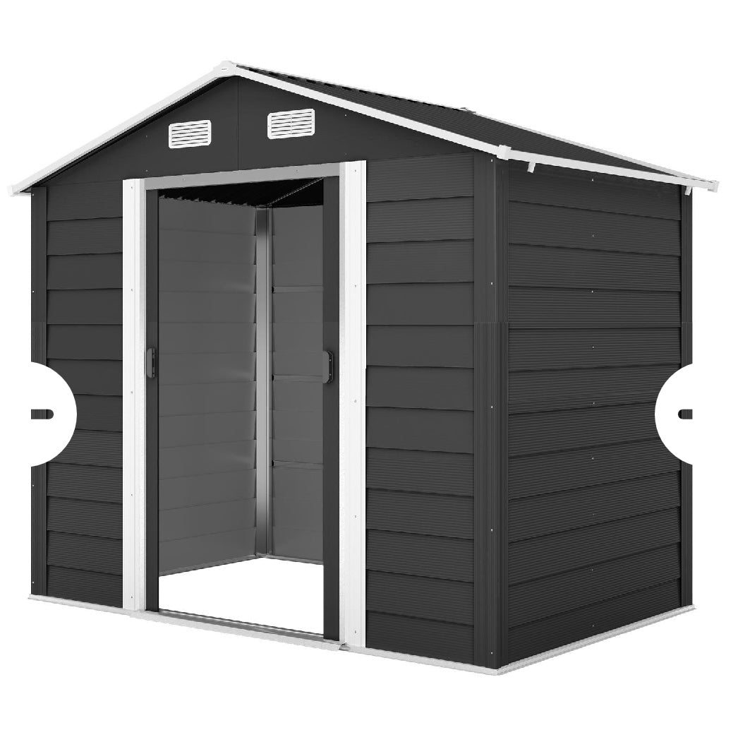 Heavy-Duty Steel Outdoor Storage Shed – Double Sliding Doors | Ventilated | Rust-Resistant