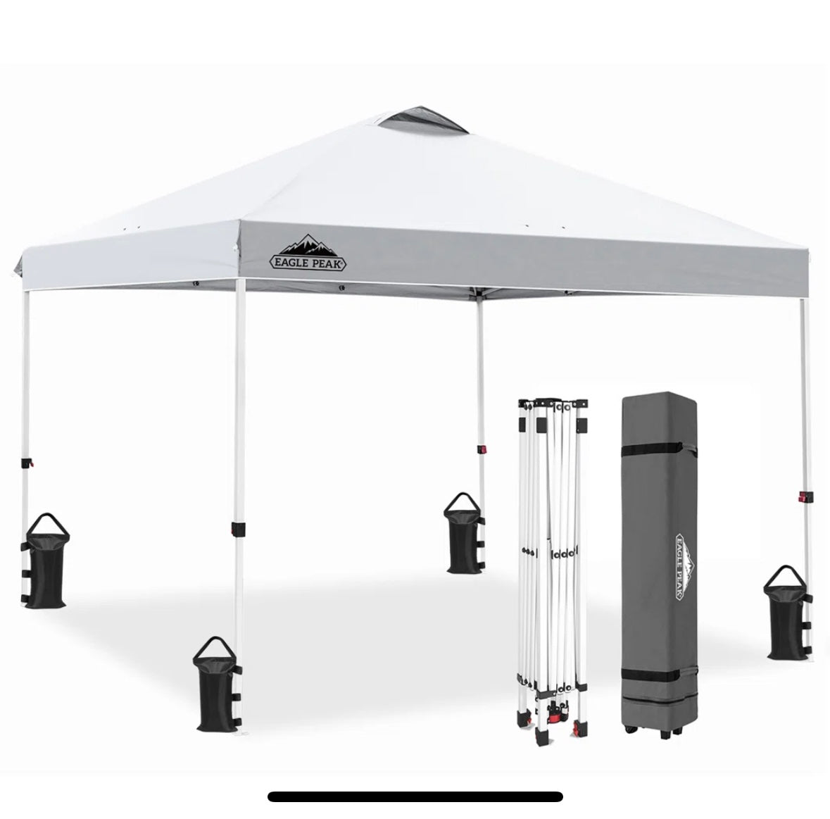 10×10 ft Pop-Up Canopy Tent with Wheeled Carry Bag & Sandbags – Heavy-Duty Steel Frame | UV & Water-Resistant