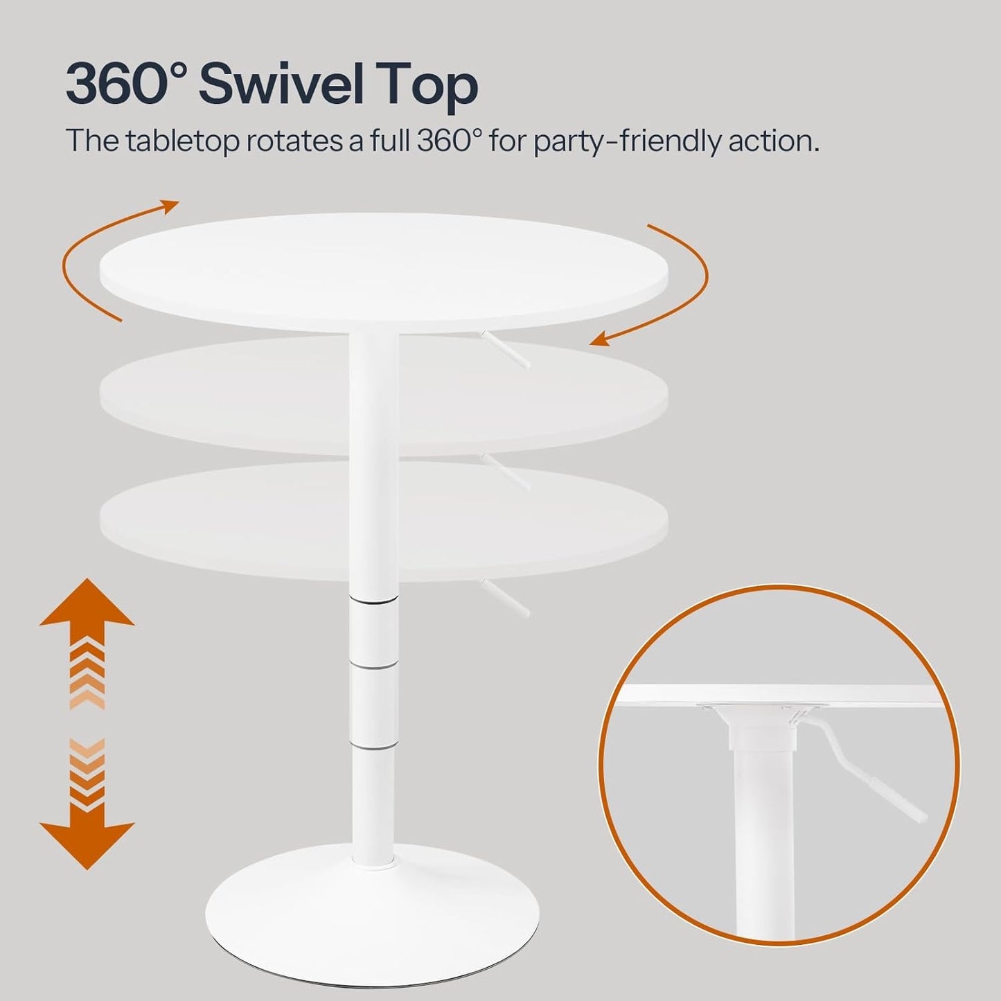 HOOBRO Adjustable Round Bar Table