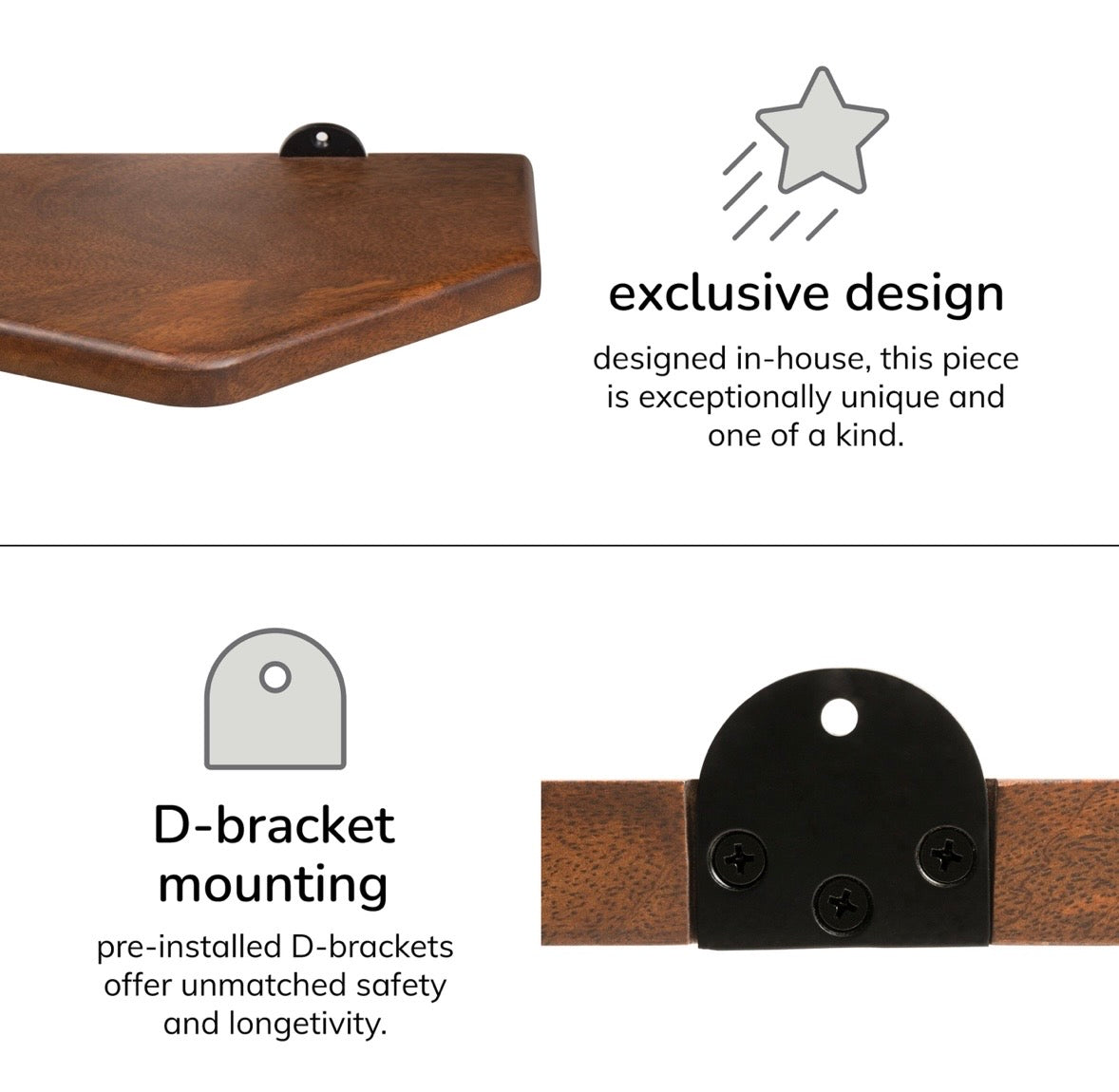 Force Solid Mango Wood Wall Shelf Set