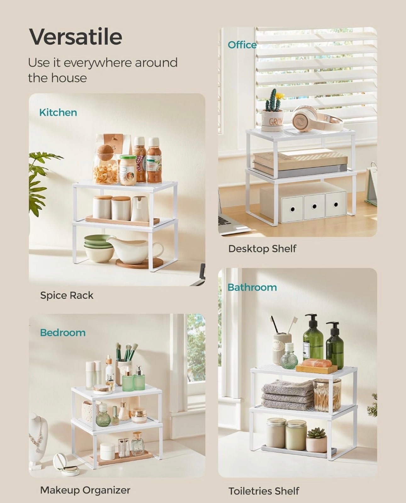 SONGMICS 4-Piece Expandable Metal Cabinet Organizer Set