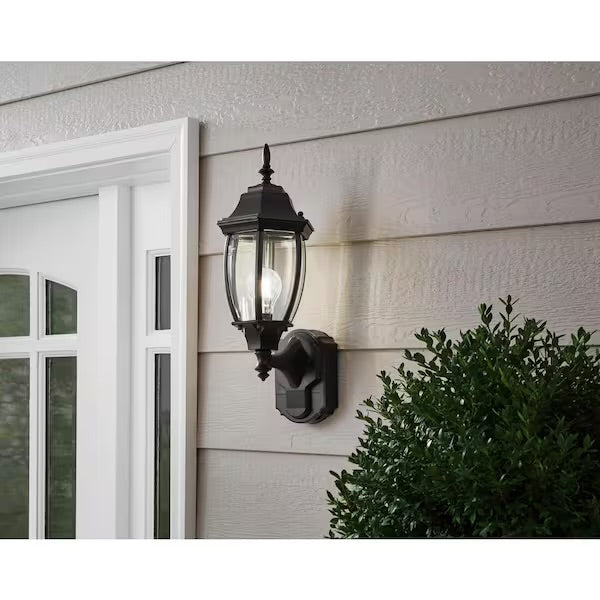 Heath-Zenith Alexandria 180° Black Motion-Sensing Outdoor Lantern
