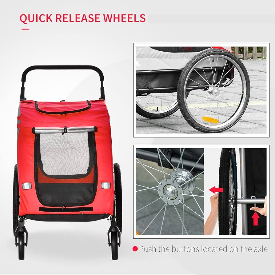 Aosom 2-in-1 Pet Bike Trailer & Stroller