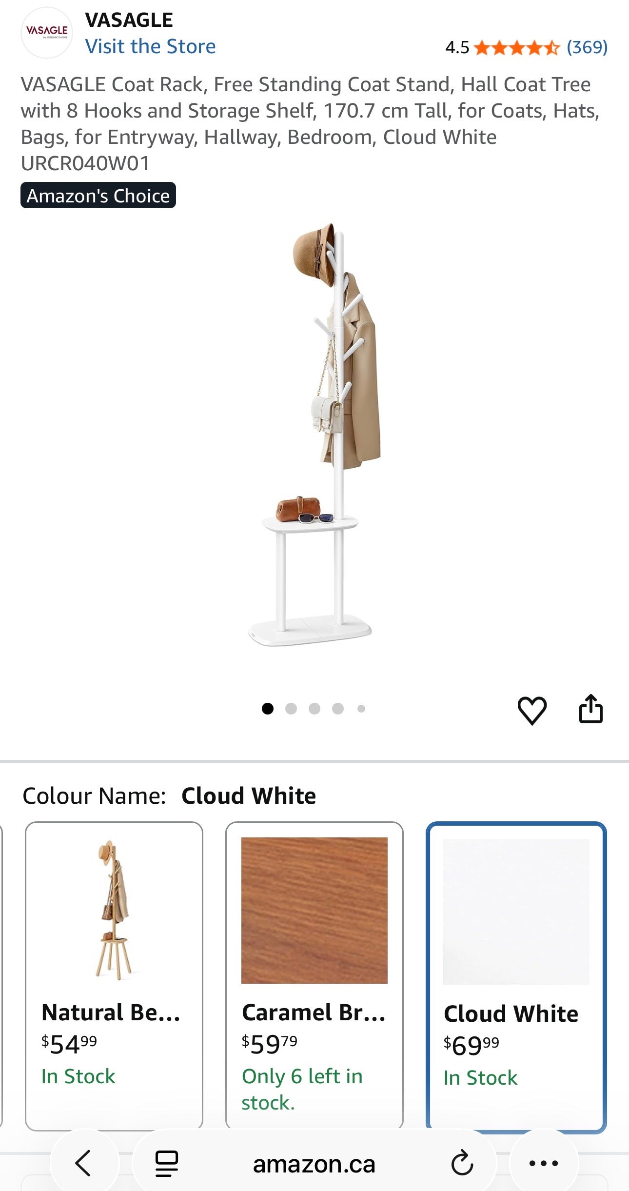 VASAGLE Freestanding Coat Rack with Shelf