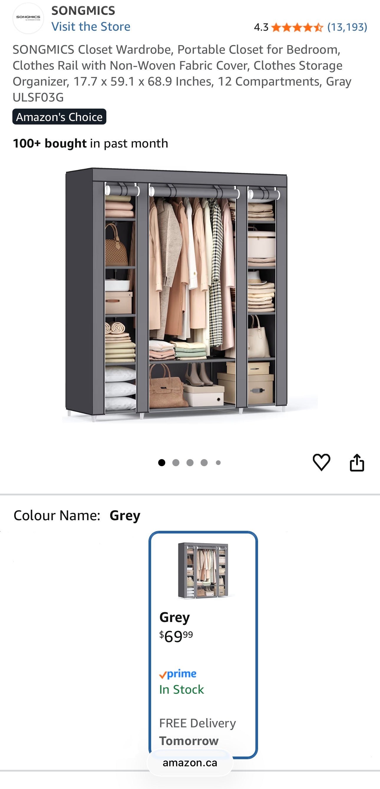 SONGMICS Extra-Large Portable Closet