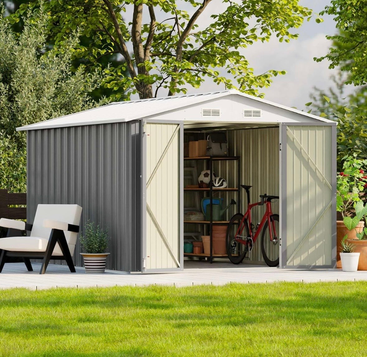 Patiowell 8’ x 10’ Metal Outdoor Storage Shed