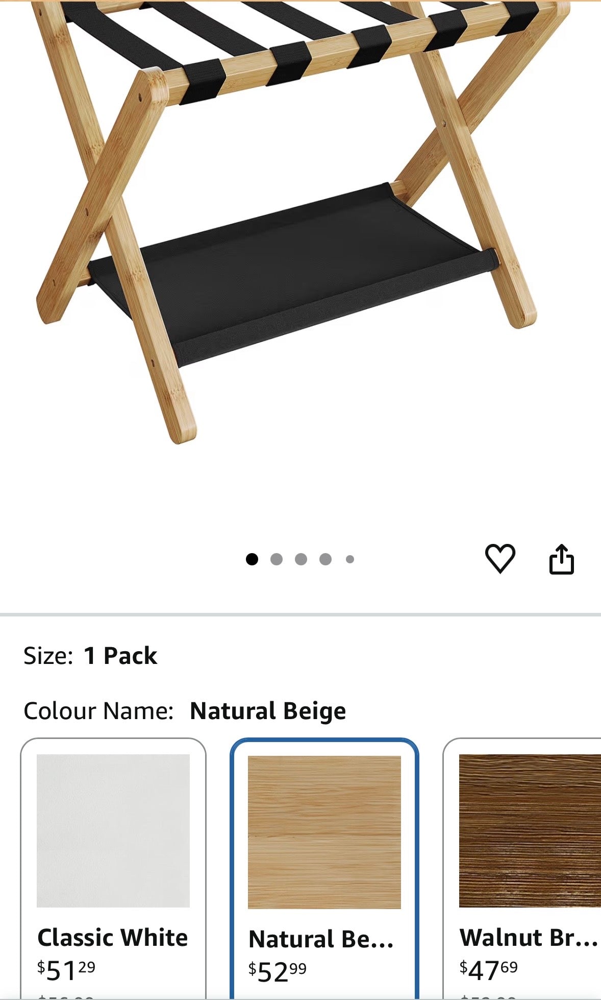 SONGMICS Bamboo Luggage Rack with Lower Storage Shelf - Natural Beige